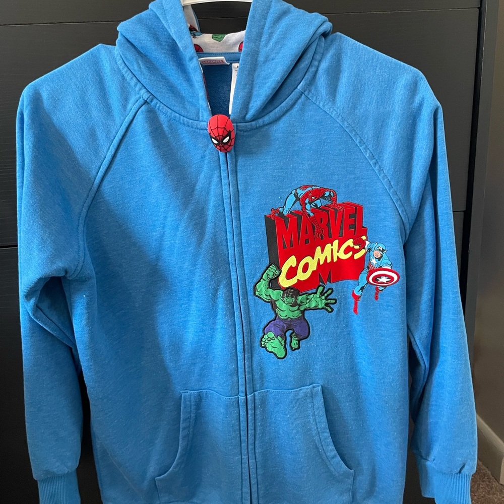 Marvel Blue Hoodie with Red and Green Accents